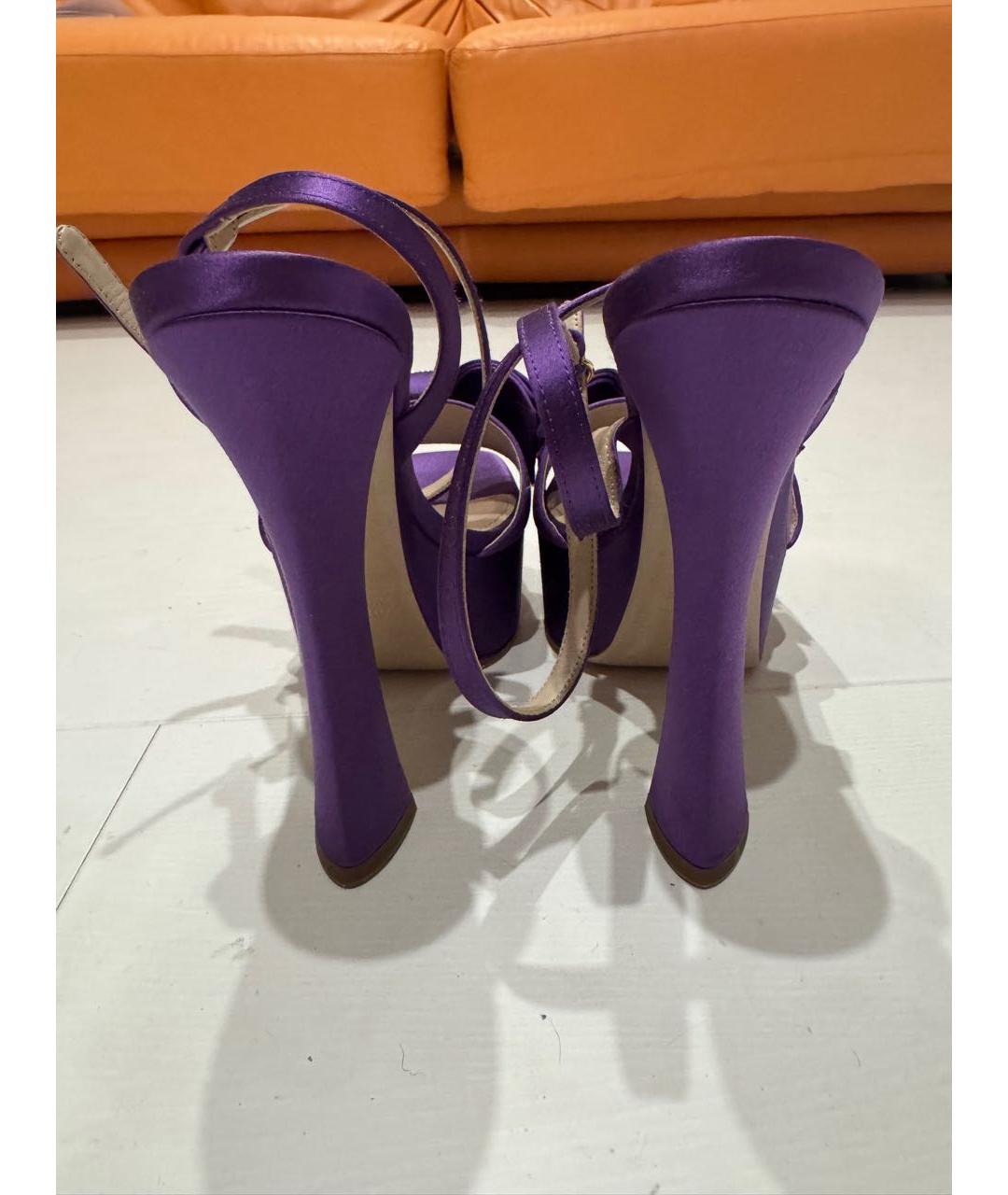MIU MIU Фиолетовые текстильные босоножки, фото 4