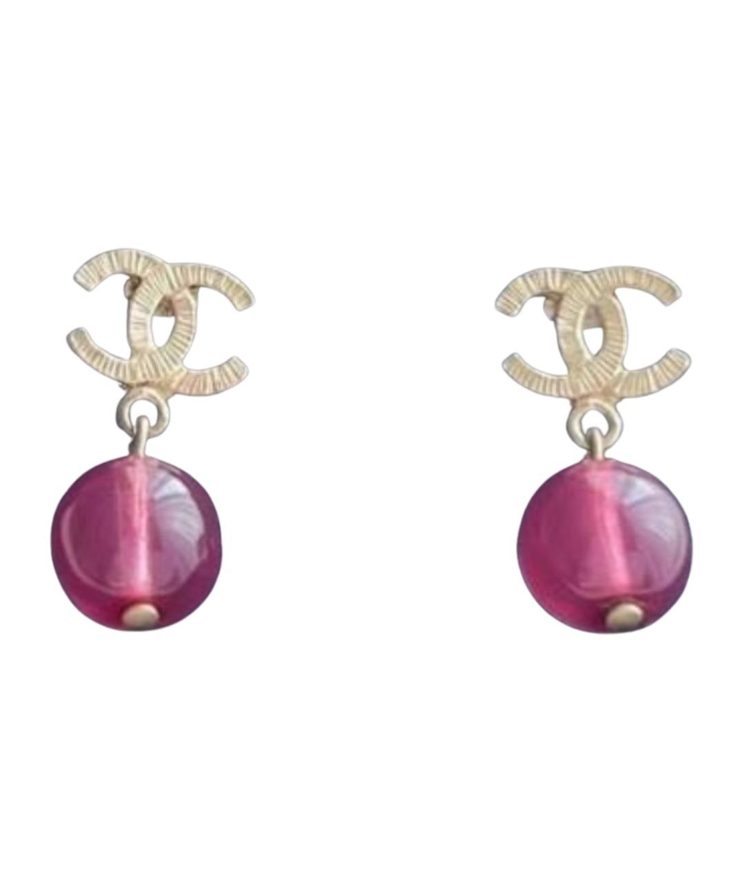 CHANEL Розовые металлические серьги, фото 1