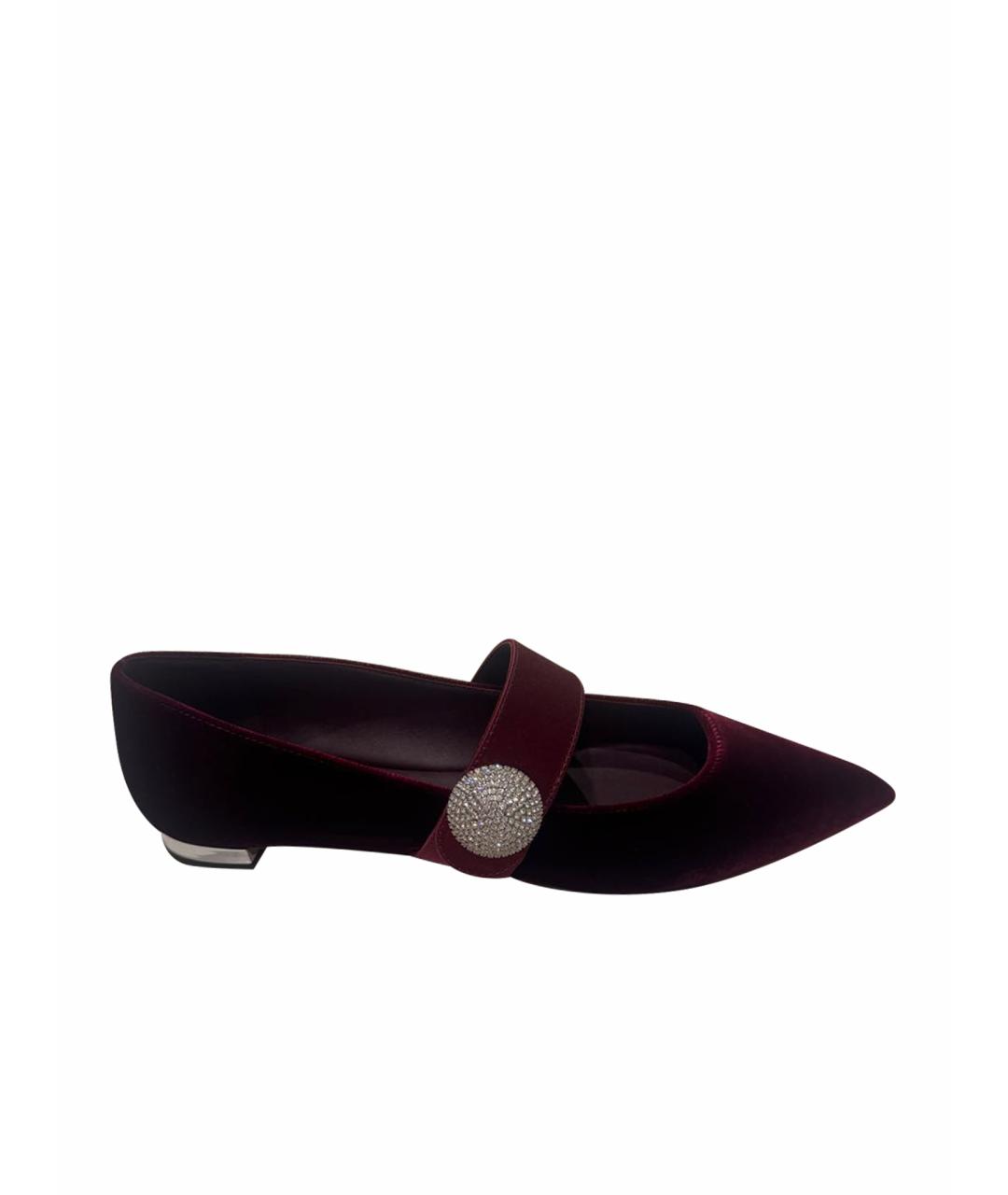 AQUAZZURA Бордовые бархатные туфли, фото 1