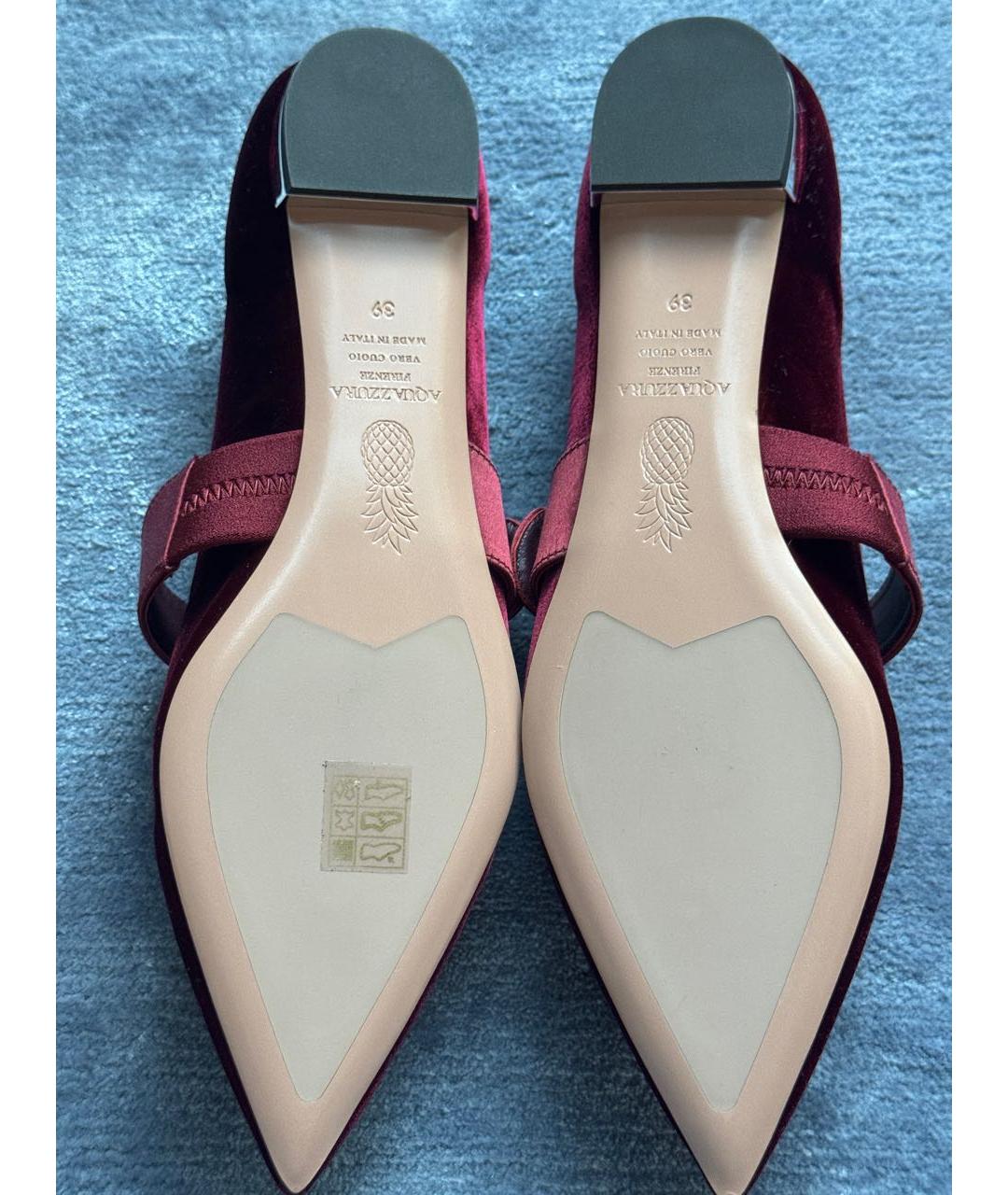 AQUAZZURA Бордовые бархатные туфли, фото 5