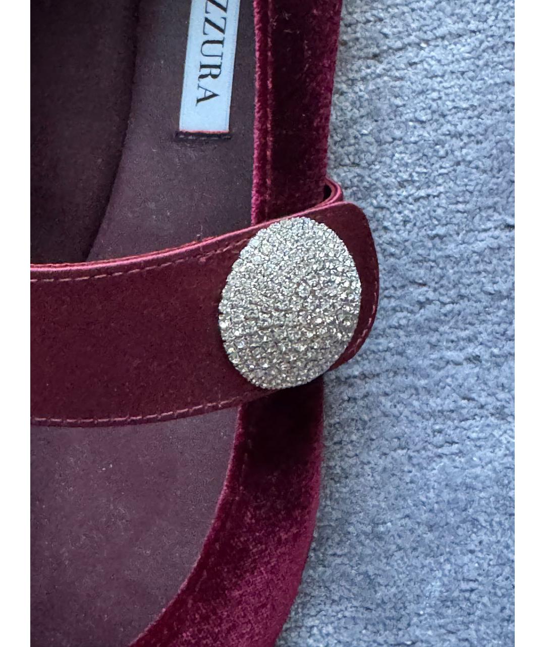 AQUAZZURA Бордовые бархатные туфли, фото 6