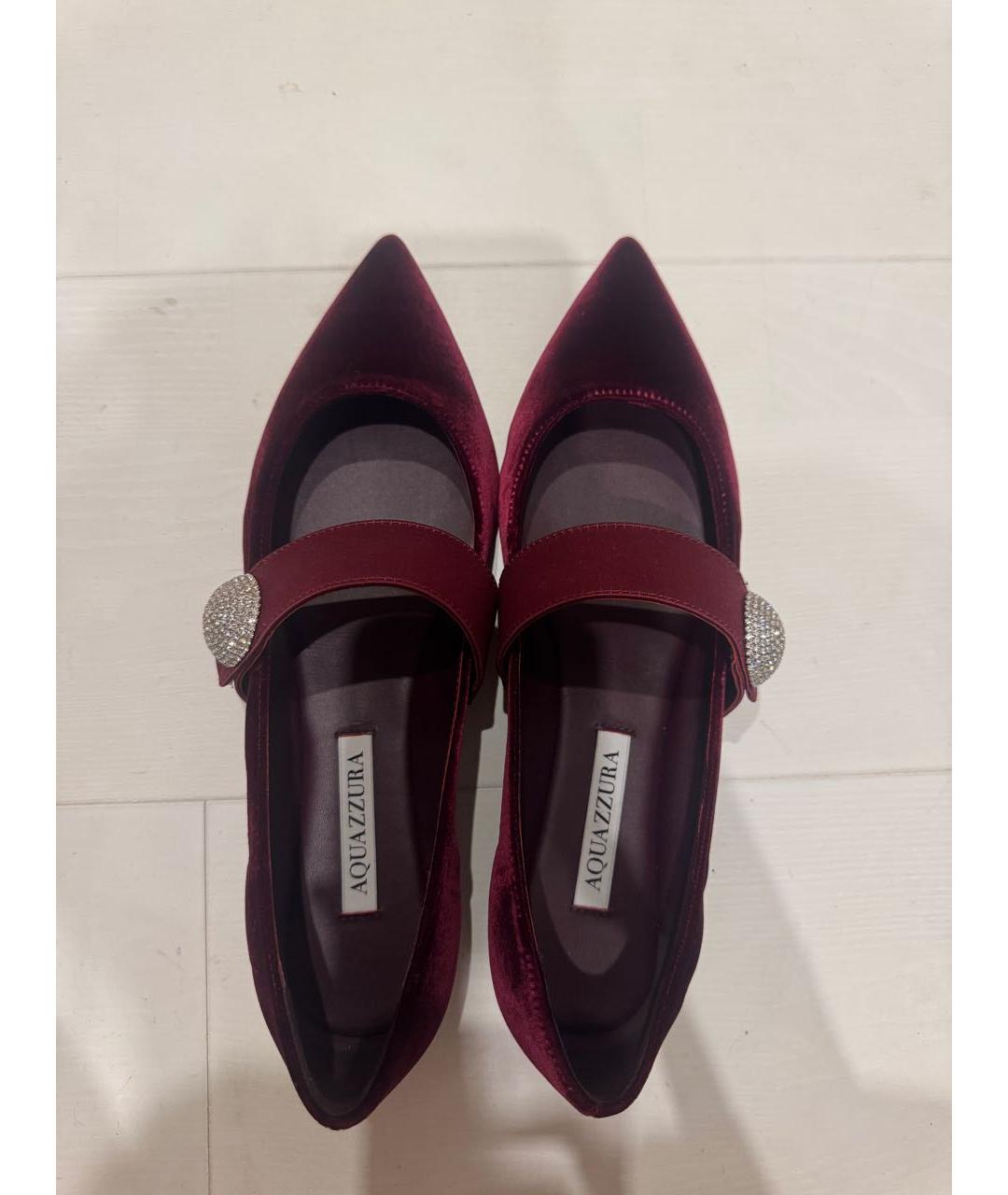 AQUAZZURA Бордовые бархатные туфли, фото 3