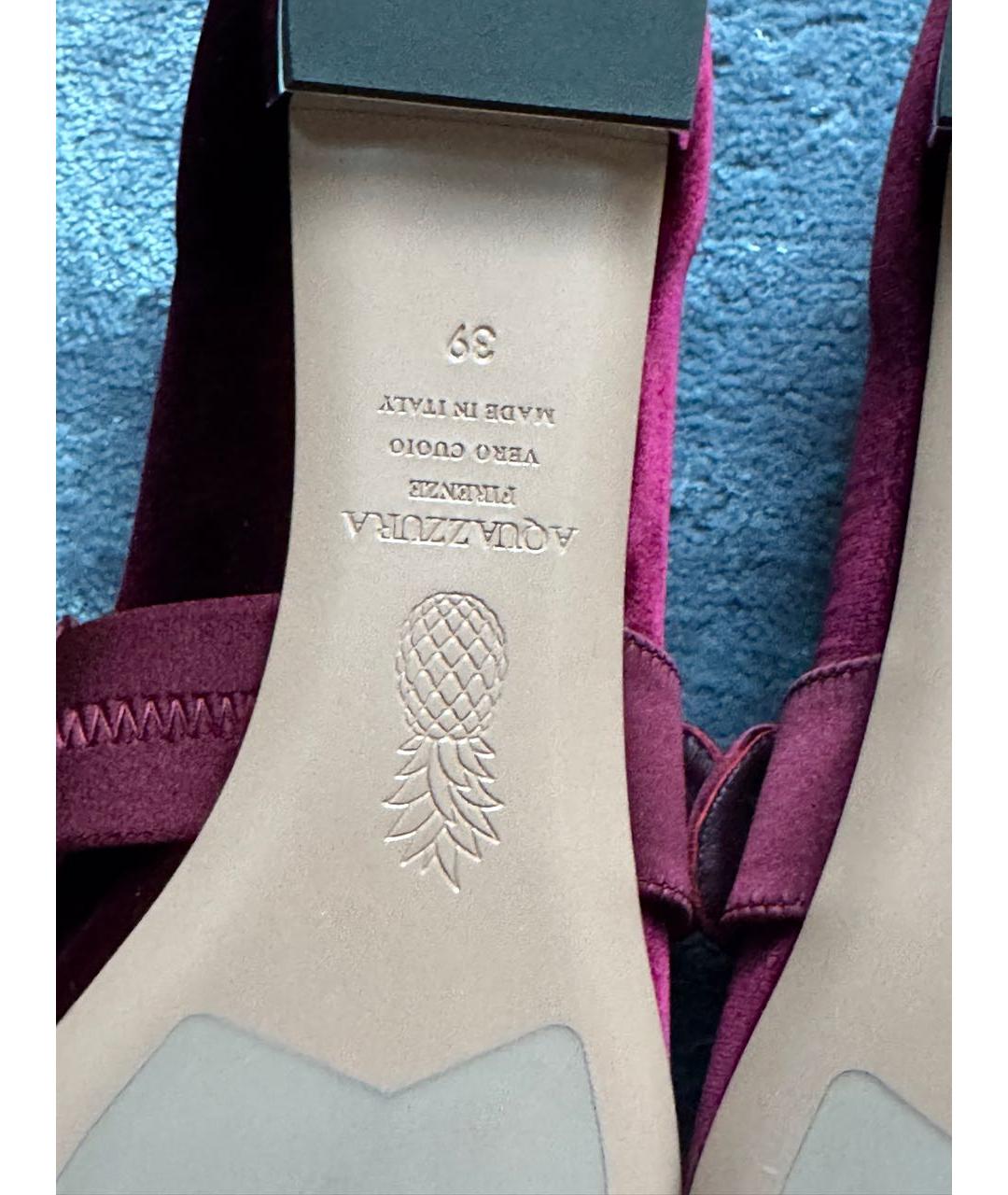 AQUAZZURA Бордовые бархатные туфли, фото 8