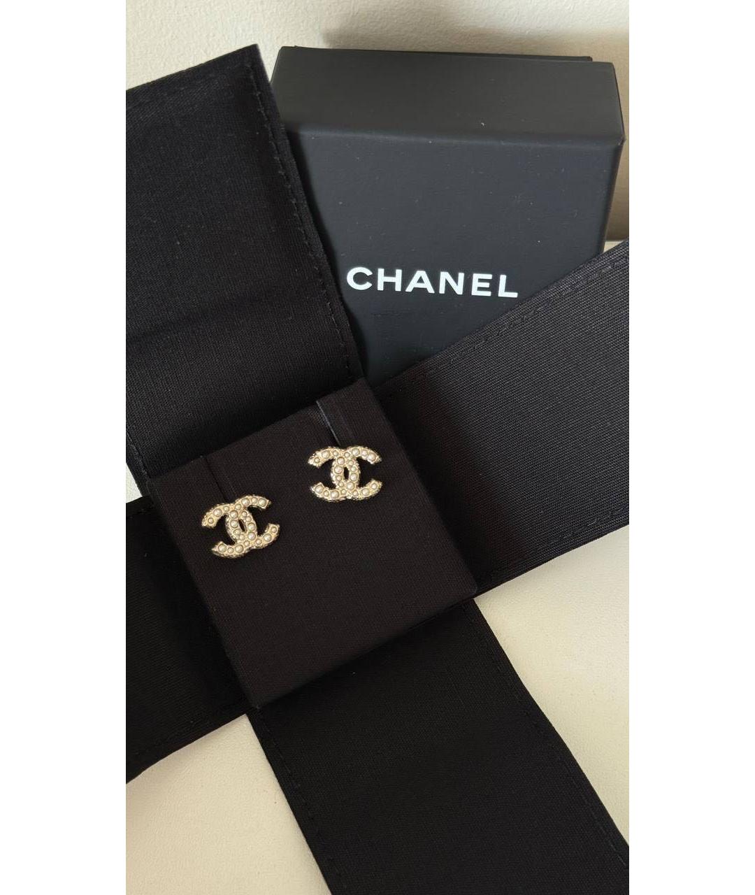 CHANEL Золотые латунные серьги, фото 5