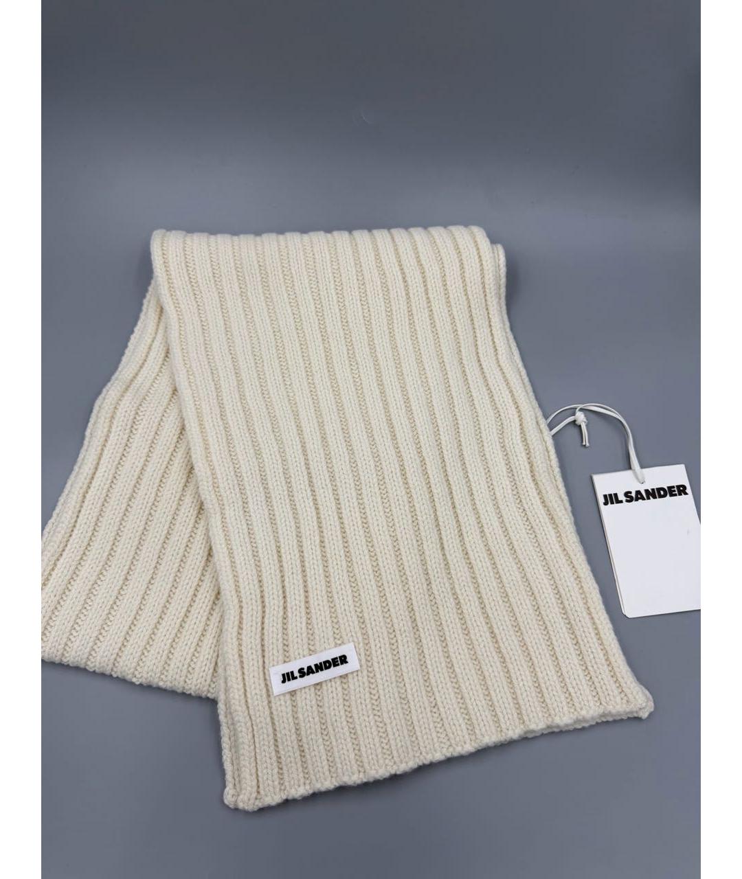 JIL SANDER Белый шерстяной шарф, фото 2
