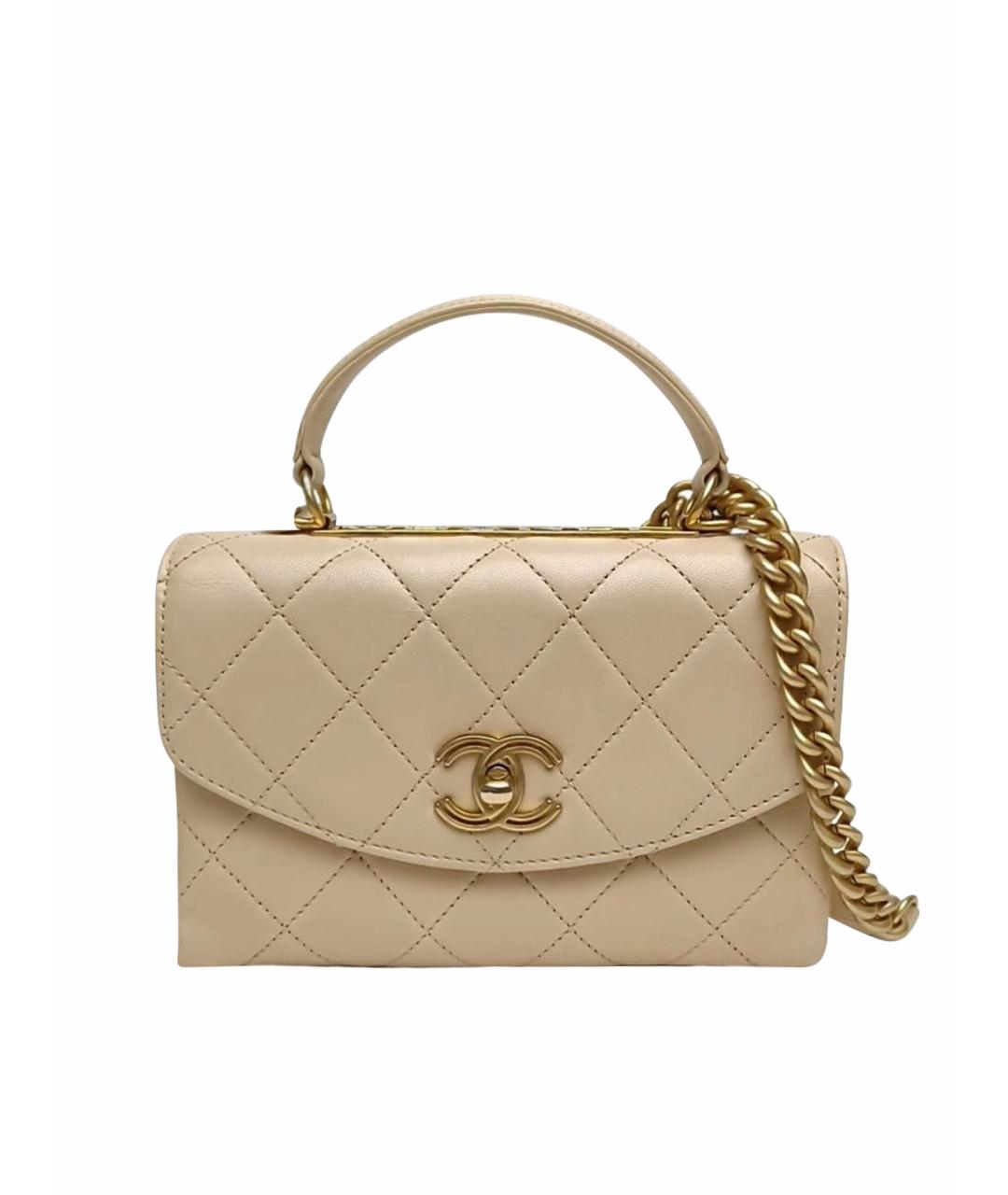 CHANEL Бежевая кожаная сумка через плечо, фото 1