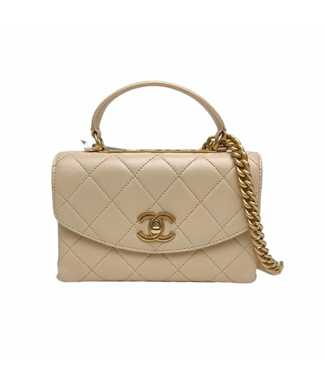 CHANEL Бежевая кожаная сумка через плечо, фото 8