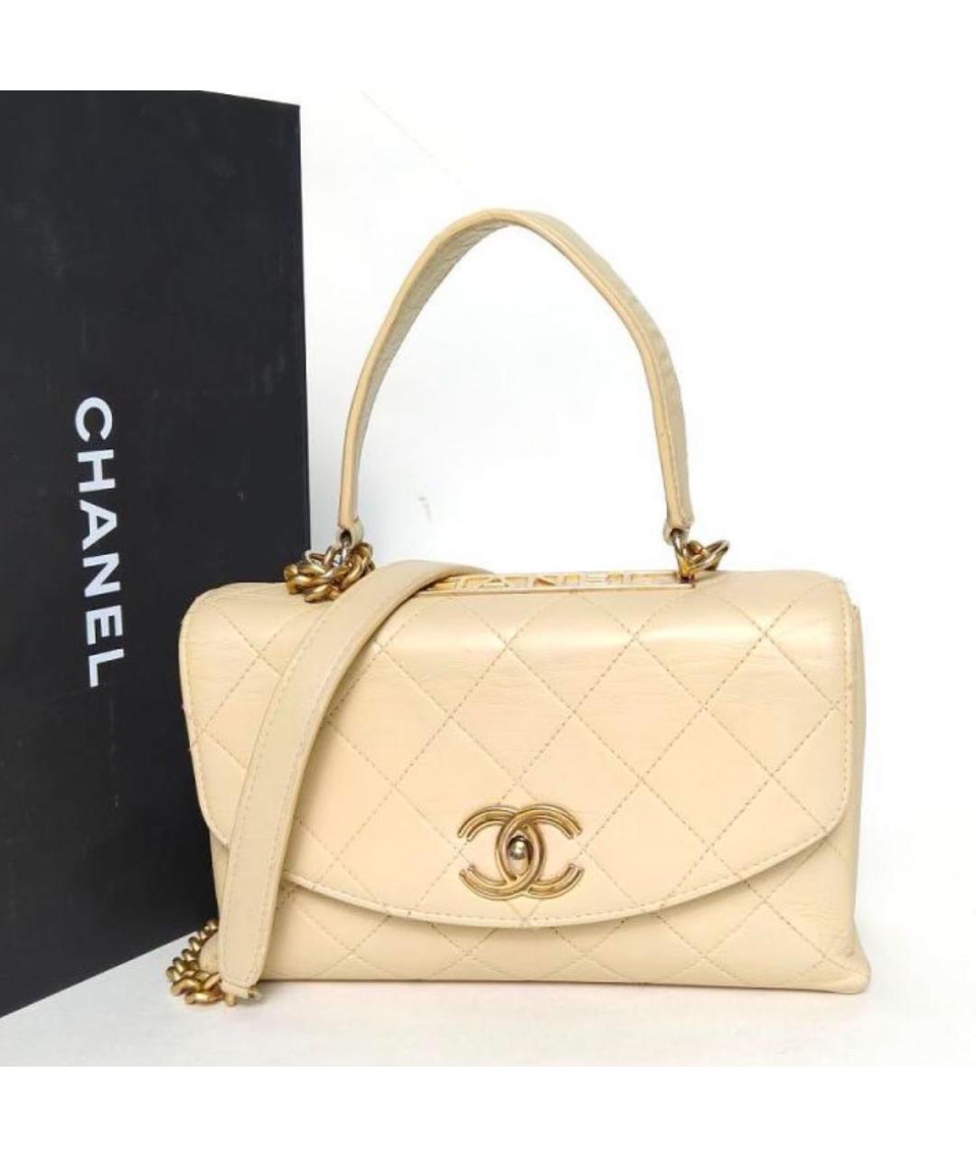 CHANEL Бежевая кожаная сумка через плечо, фото 2
