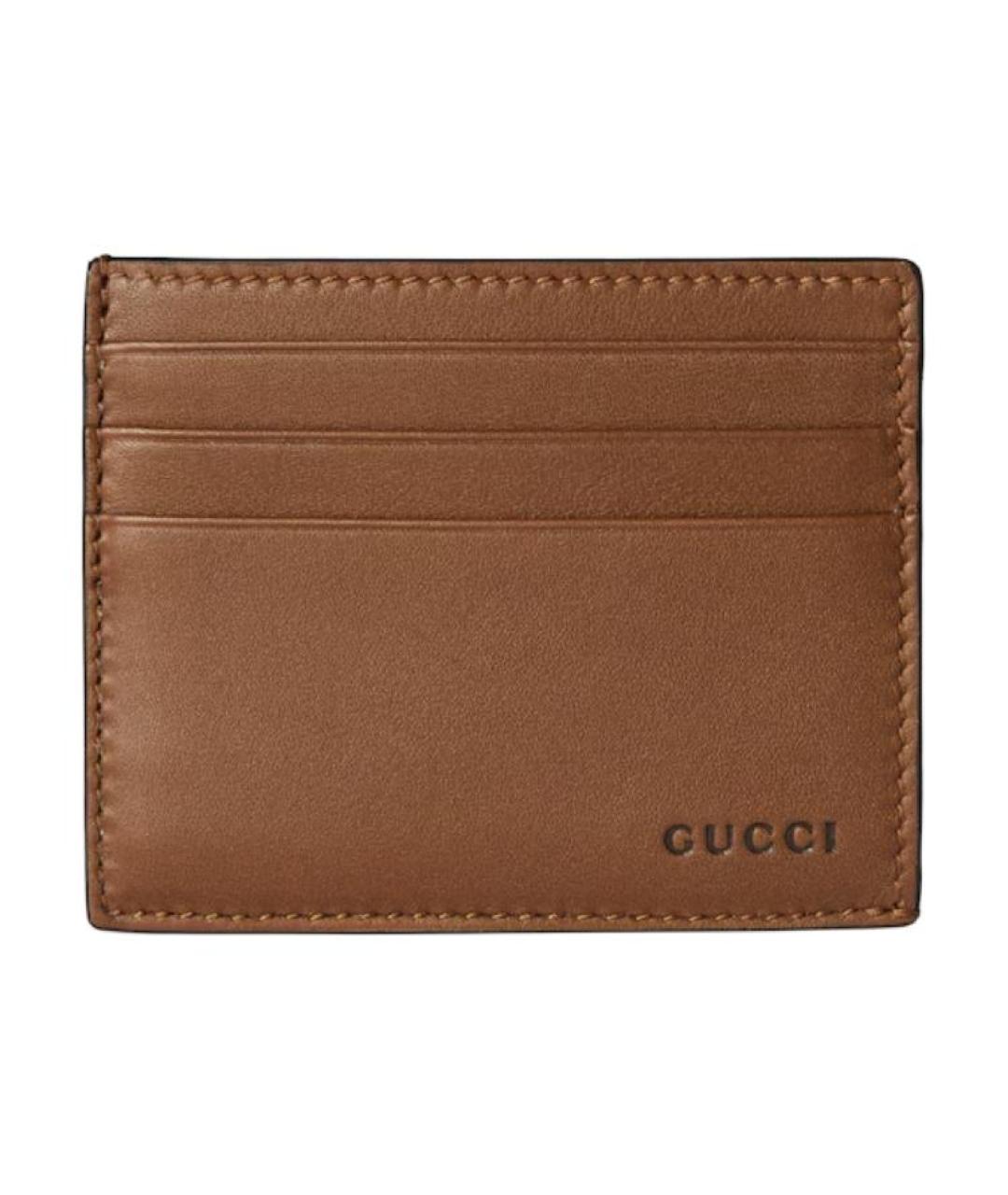 GUCCI Коричневый кожаный кардхолдер, фото 1