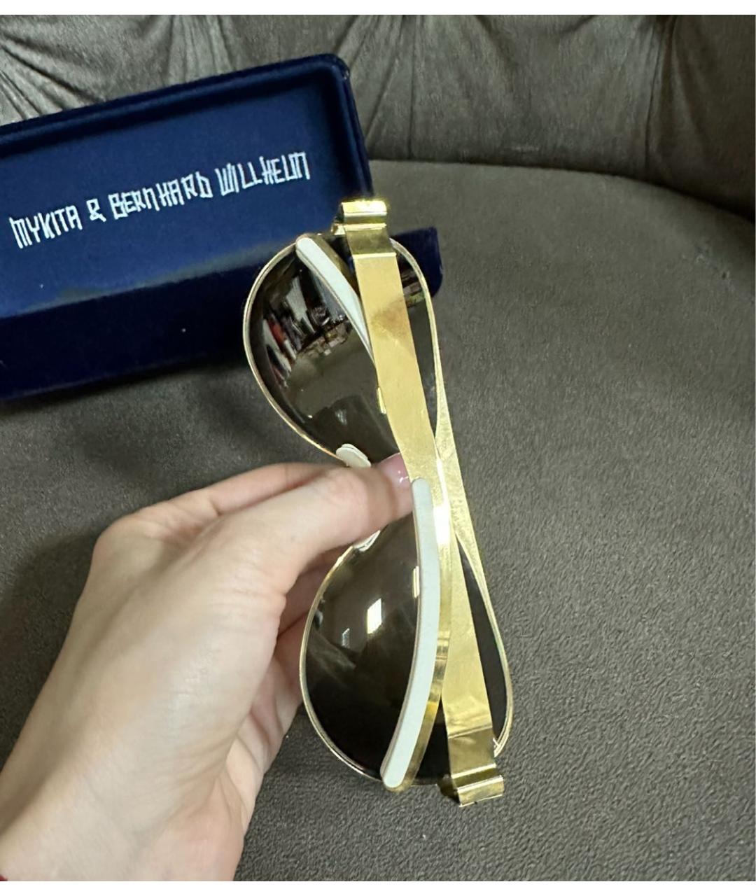 MYKITA Золотые металлические солнцезащитные очки, фото 3