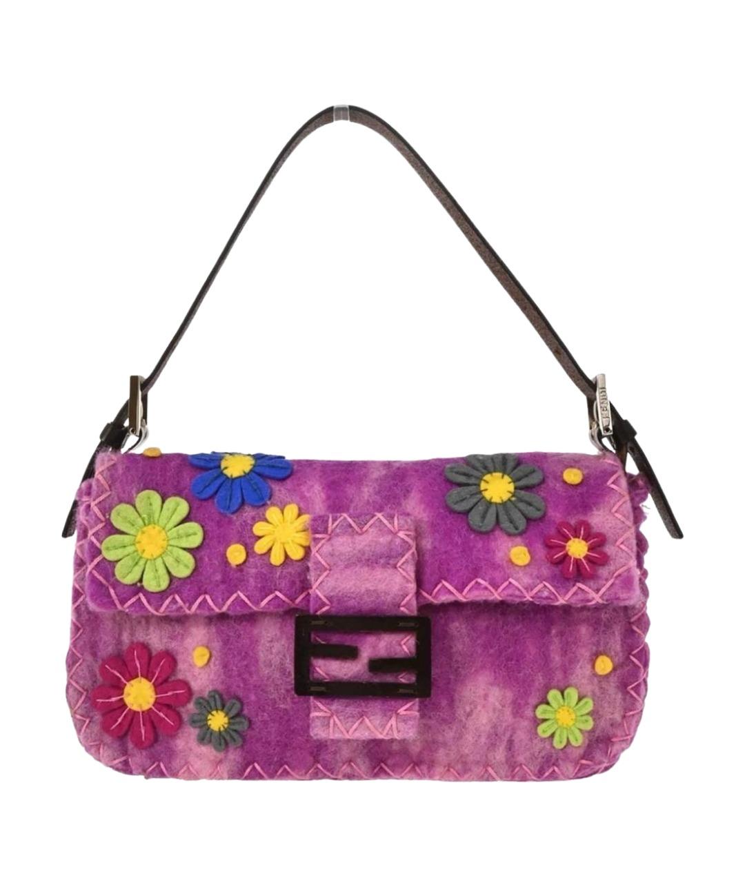 FENDI Розовая шерстяная сумка через плечо, фото 1