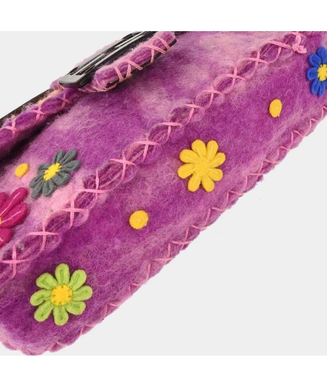 FENDI Розовая шерстяная сумка через плечо, фото 2