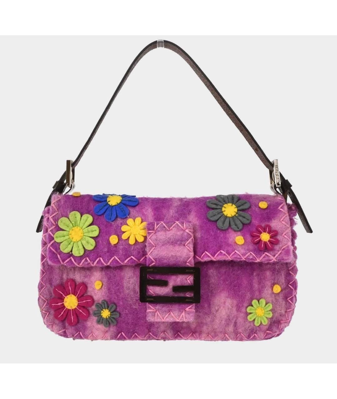 FENDI Розовая шерстяная сумка через плечо, фото 6