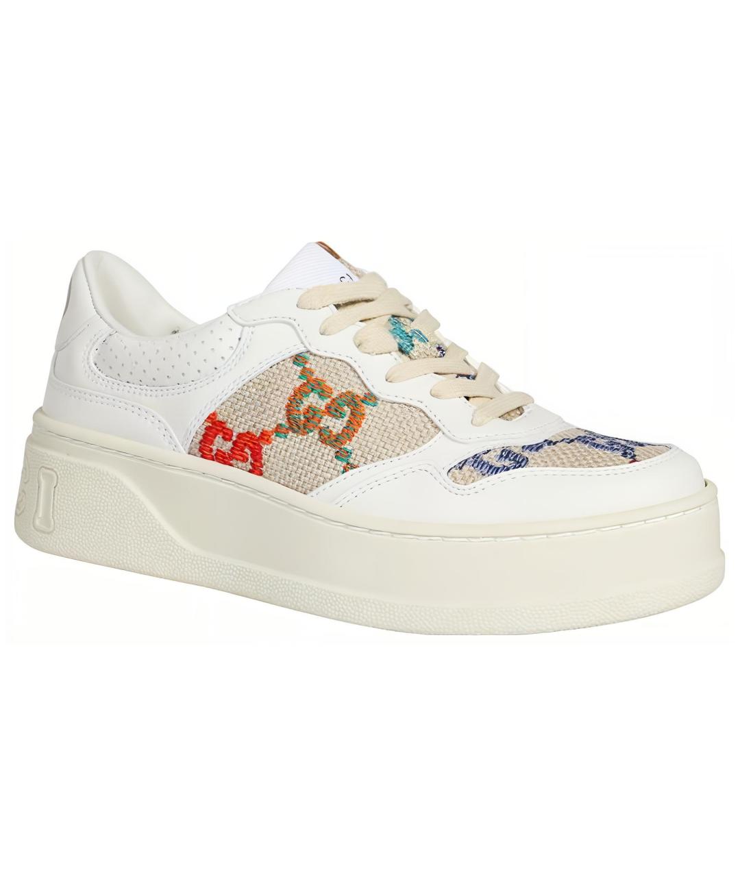 GUCCI Белые кожаные кроссовки, фото 5