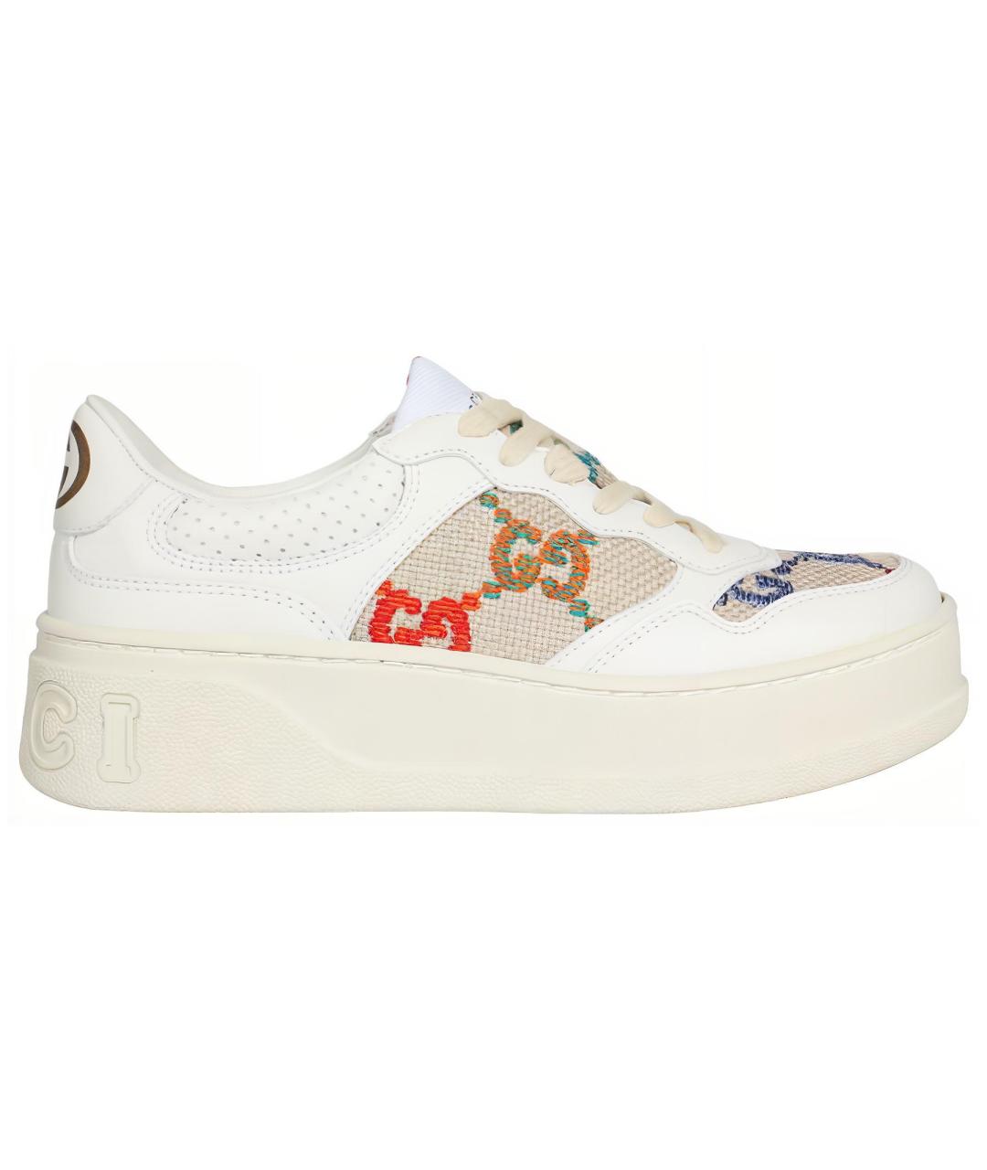 GUCCI Белые кожаные кроссовки, фото 1