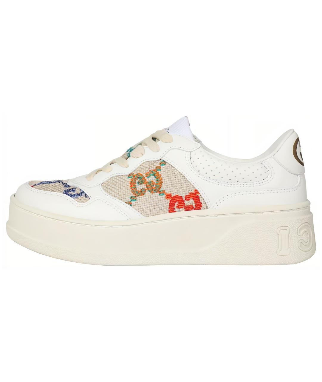 GUCCI Белые кожаные кроссовки, фото 2