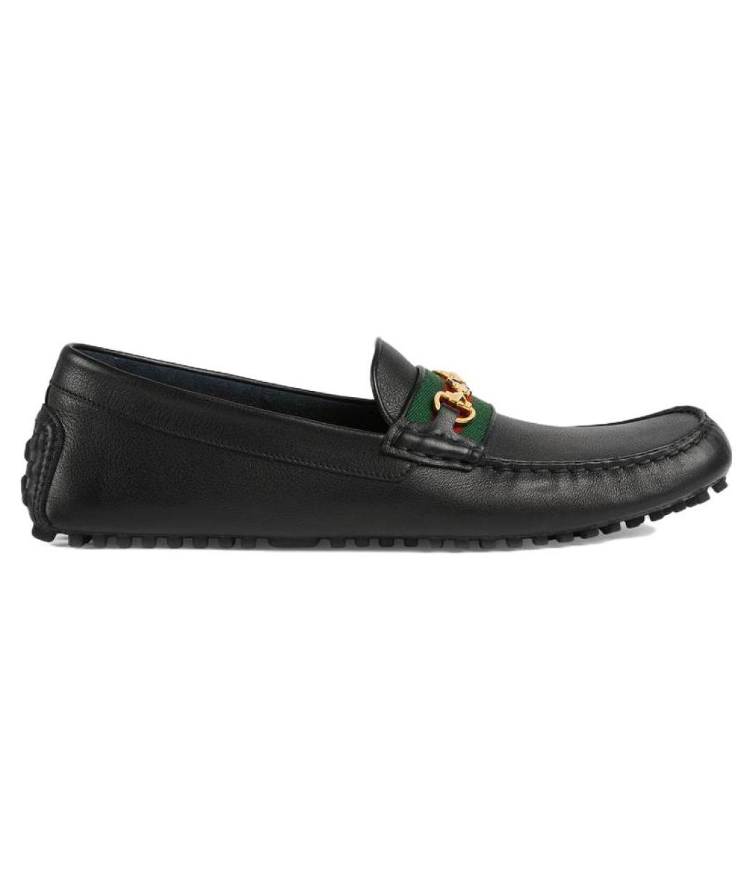 GUCCI Черные кожаные лоферы, фото 1