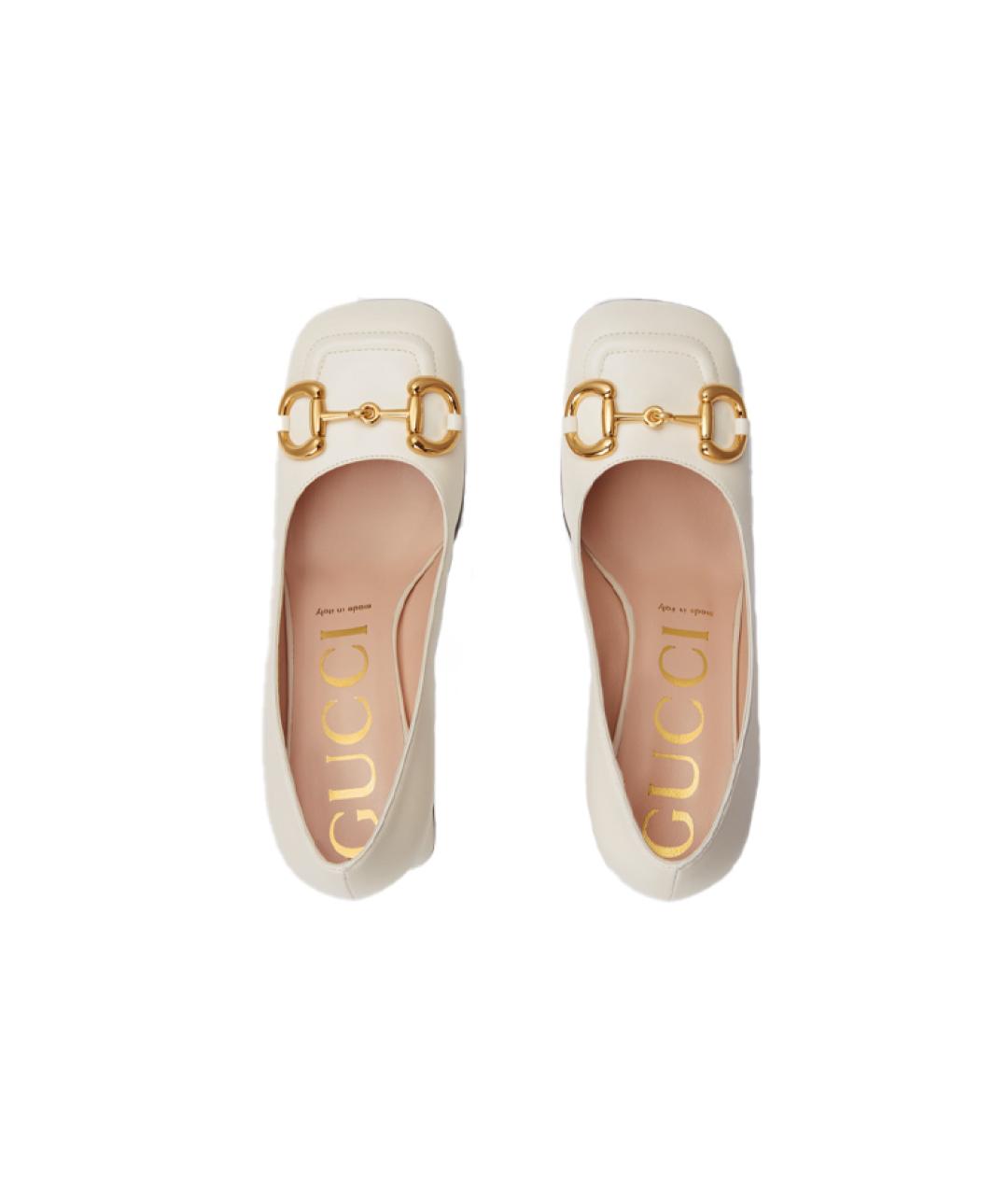 GUCCI Белые кожаные туфли, фото 4