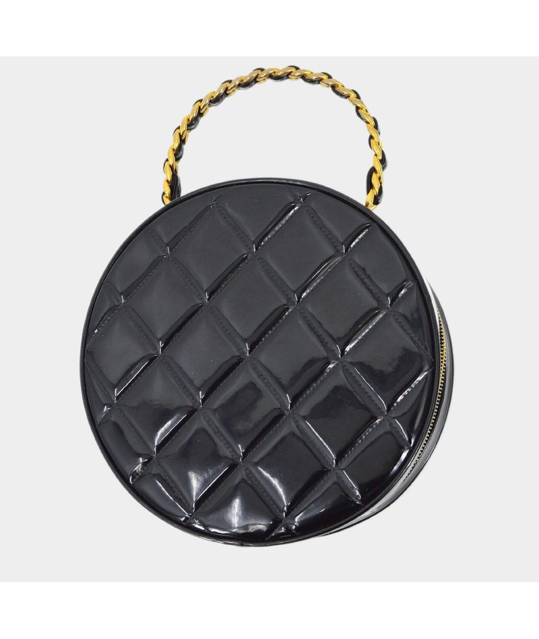 CHANEL Черная сумка с короткими ручками из лакированной кожи, фото 3