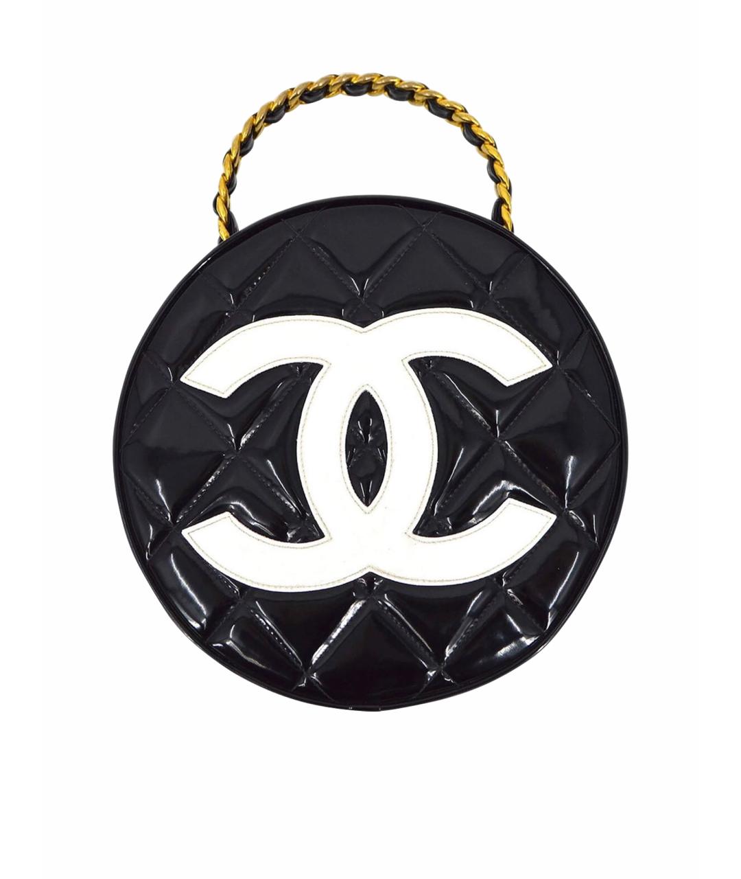 CHANEL Черная сумка с короткими ручками из лакированной кожи, фото 1