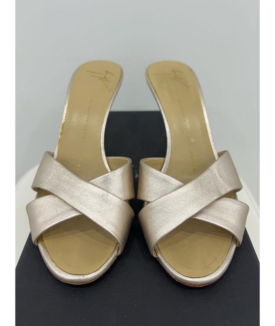GIUSEPPE ZANOTTI DESIGN Золотые кожаные мюли, фото 3