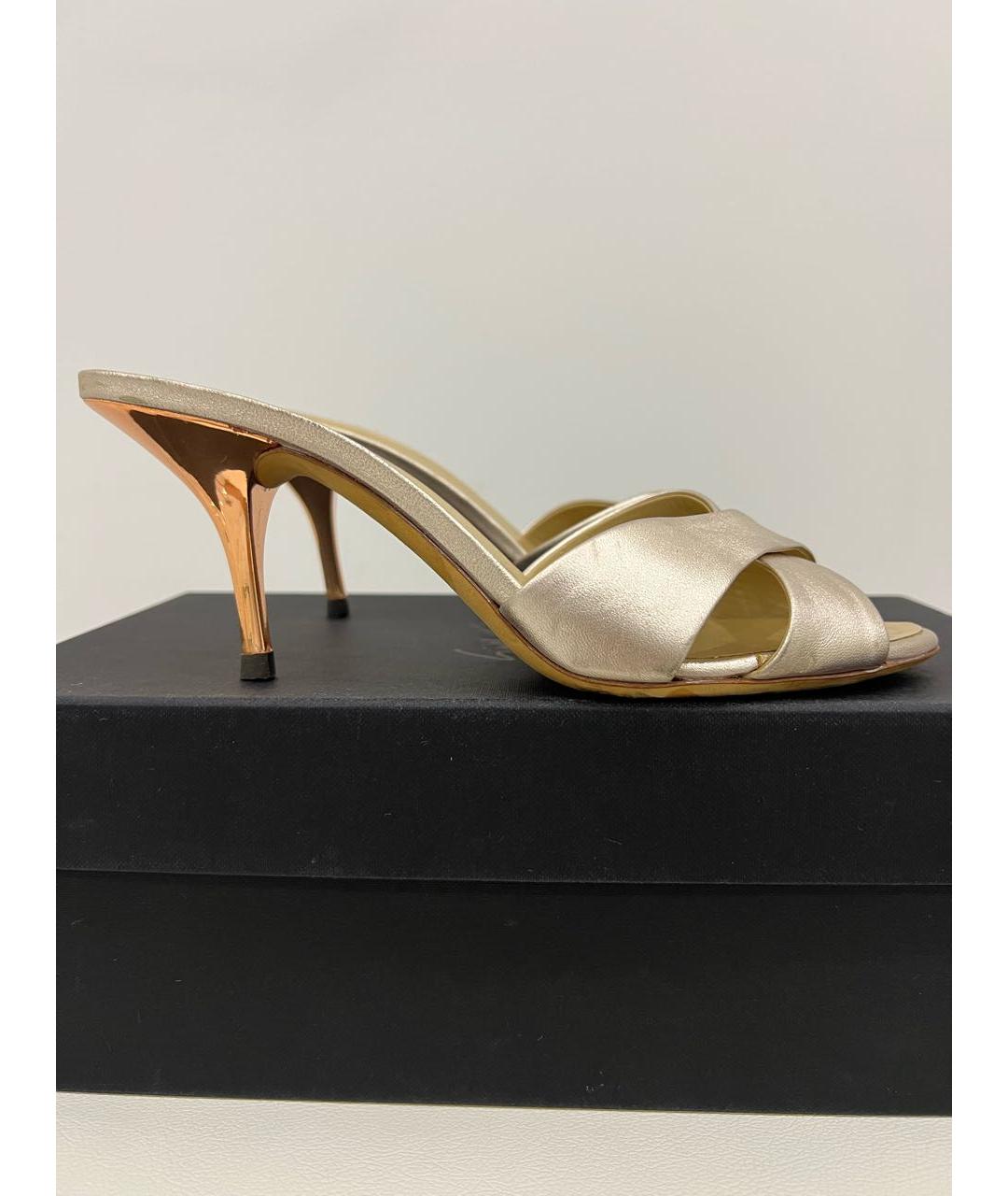 GIUSEPPE ZANOTTI DESIGN Золотые кожаные мюли, фото 2