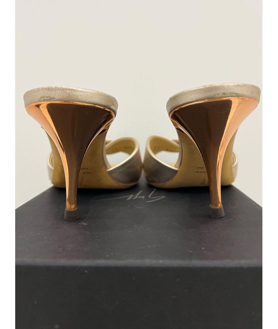 GIUSEPPE ZANOTTI DESIGN Золотые кожаные мюли, фото 5