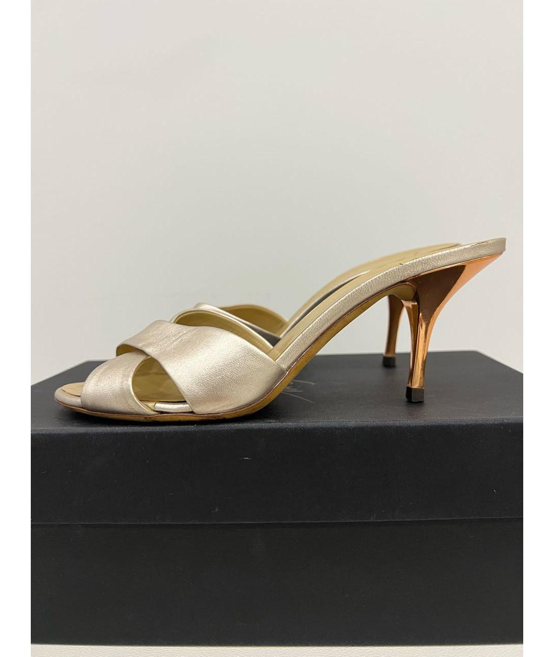 GIUSEPPE ZANOTTI DESIGN Золотые кожаные мюли, фото 4