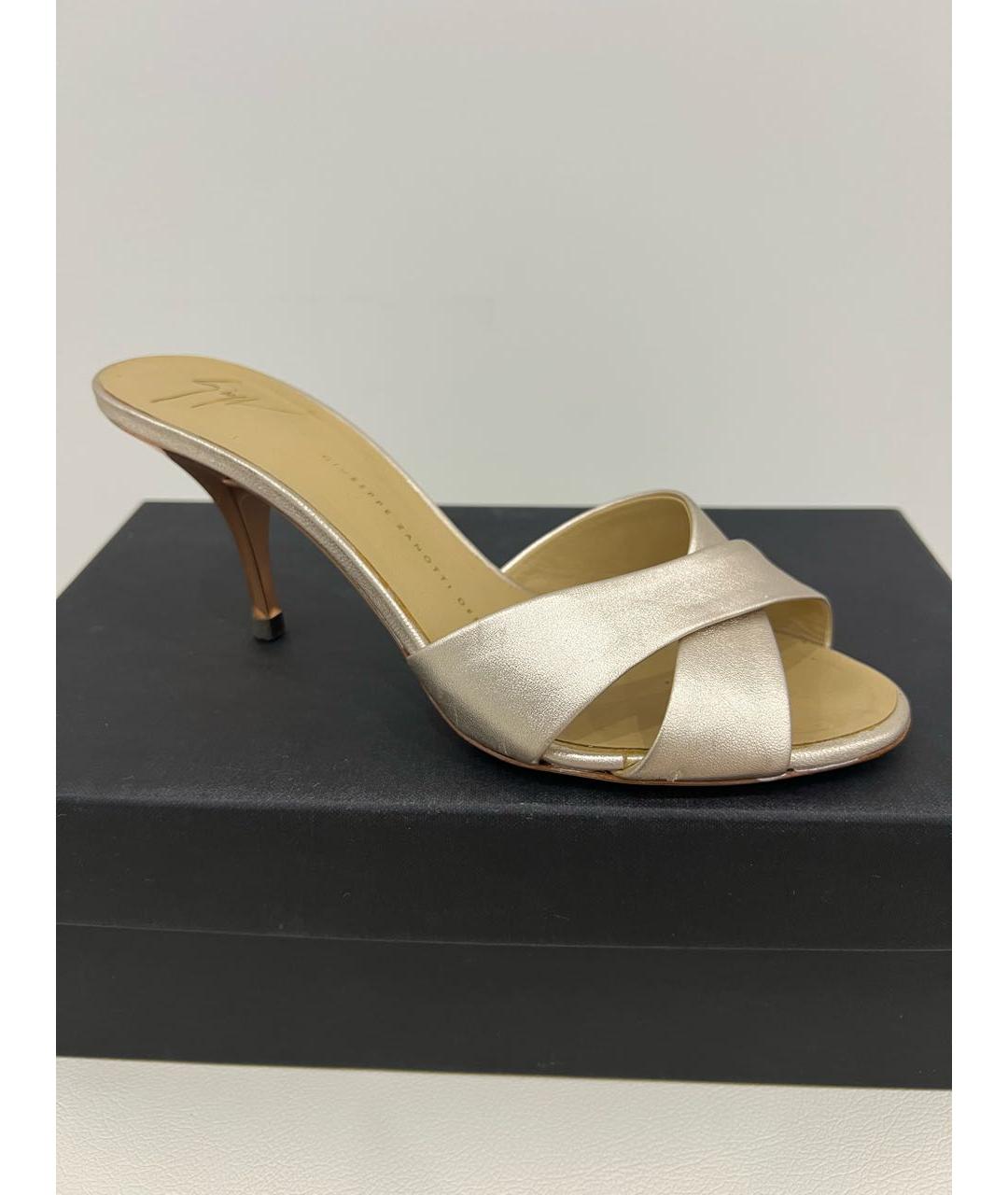 GIUSEPPE ZANOTTI DESIGN Золотые кожаные мюли, фото 5
