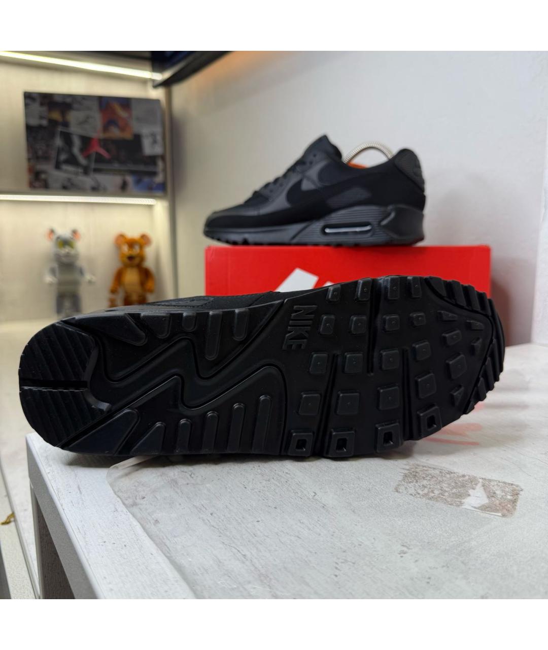 NIKE Черные кожаные низкие кроссовки / кеды, фото 6
