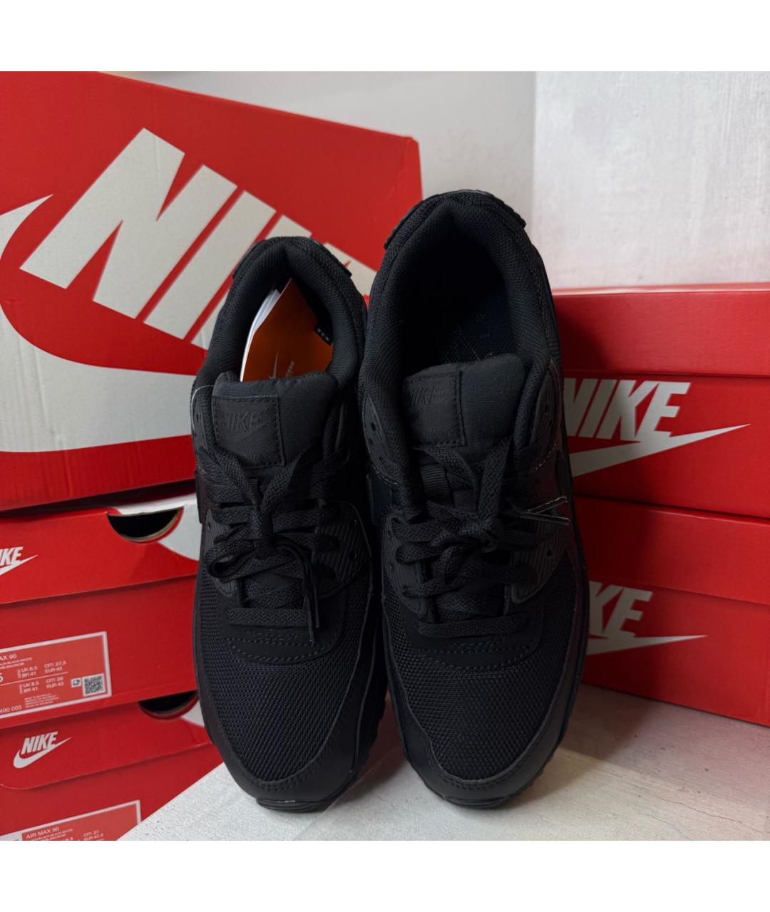NIKE Черные кожаные низкие кроссовки / кеды, фото 3