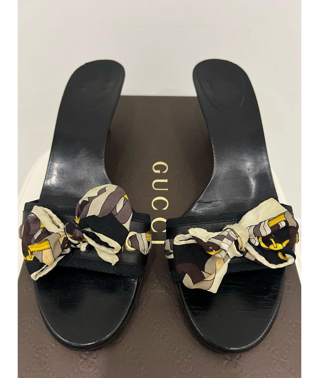 GUCCI Черные кожаные мюли, фото 2