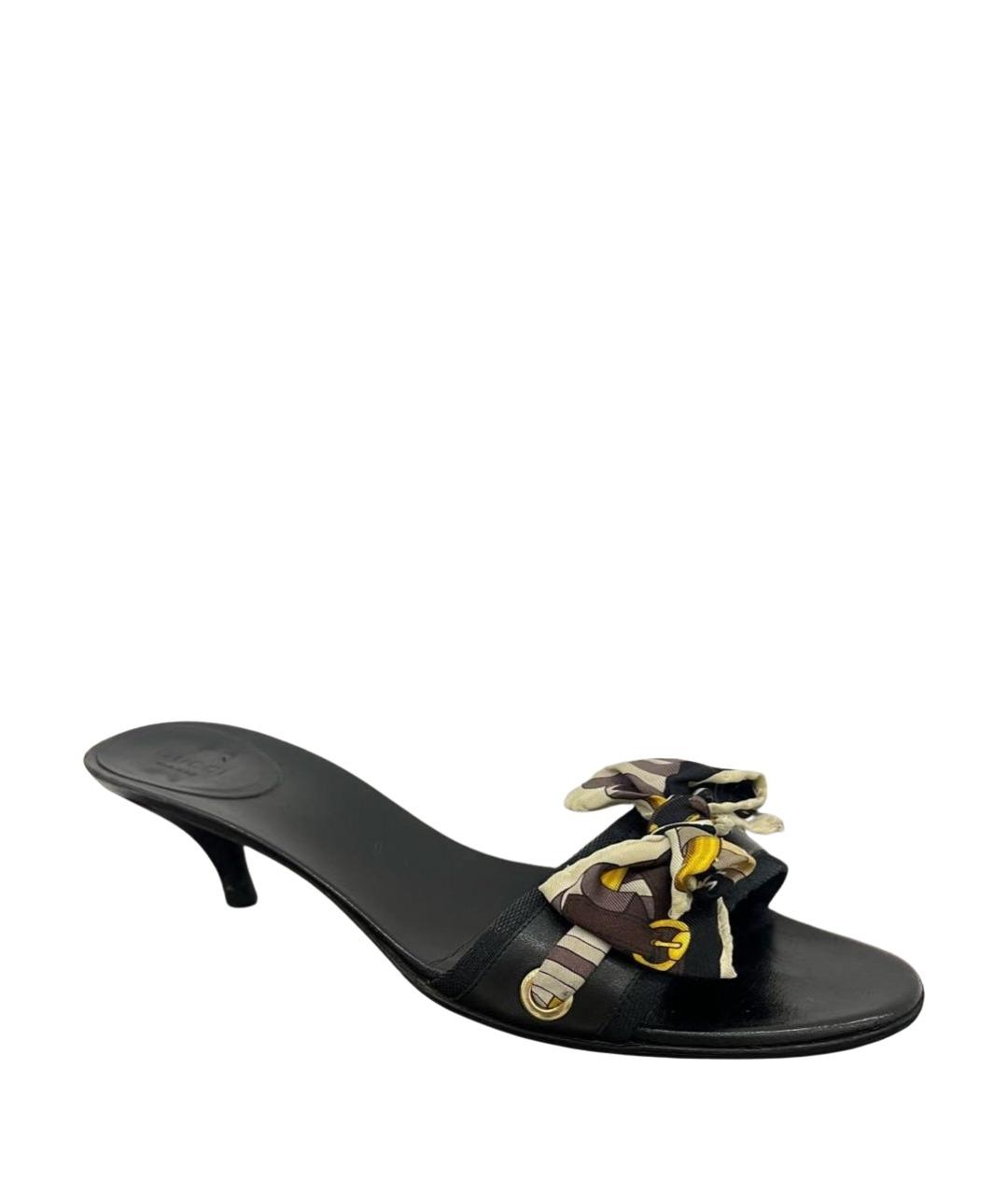 GUCCI Черные кожаные мюли, фото 1