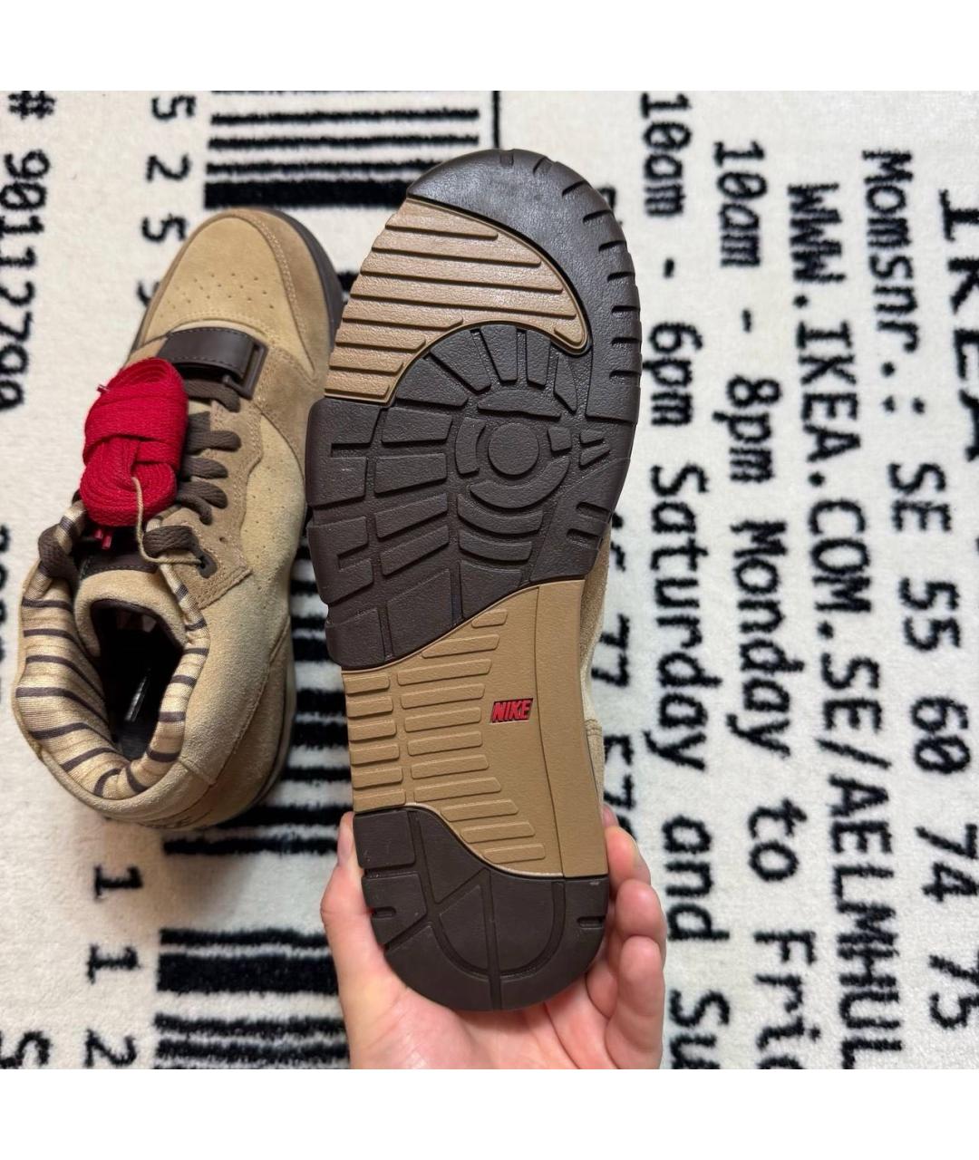 NIKE Бежевые замшевые высокие кроссовки / кеды, фото 5