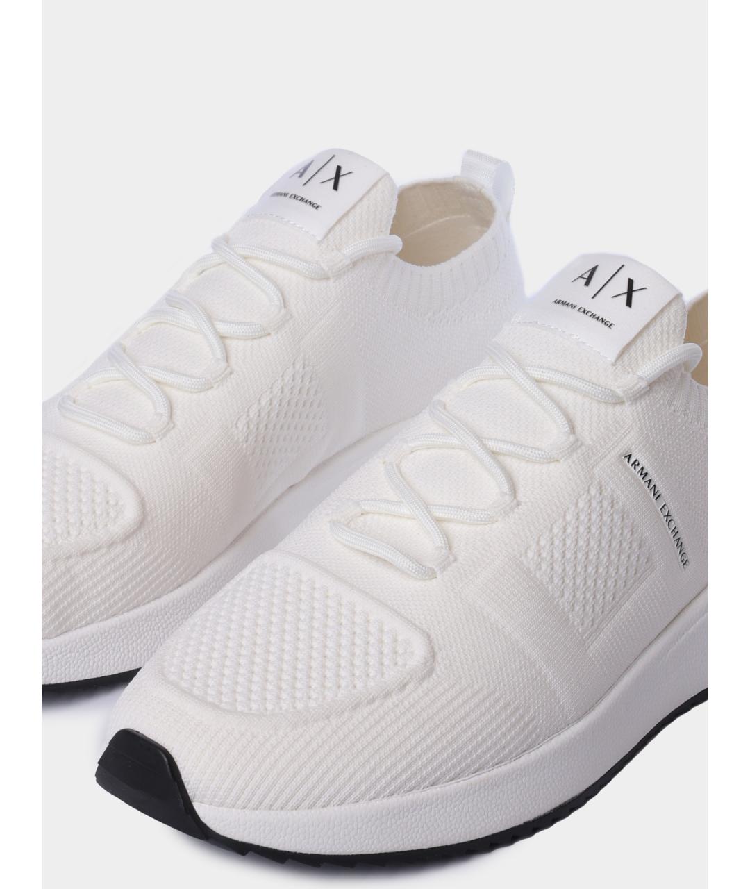 ARMANI EXCHANGE Белые текстильные низкие кроссовки / кеды, фото 3