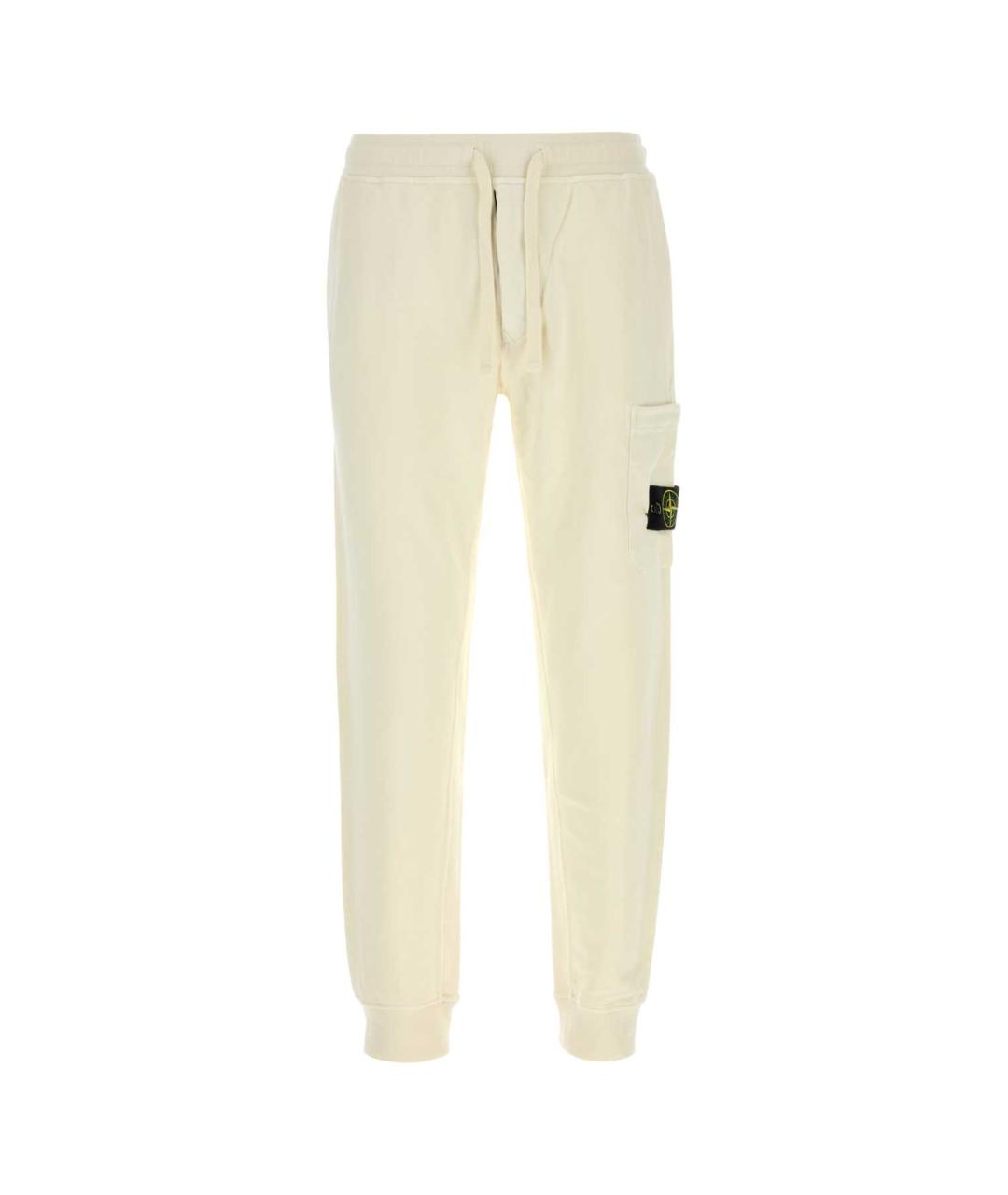 STONE ISLAND Белые хлопковые повседневные брюки, фото 1