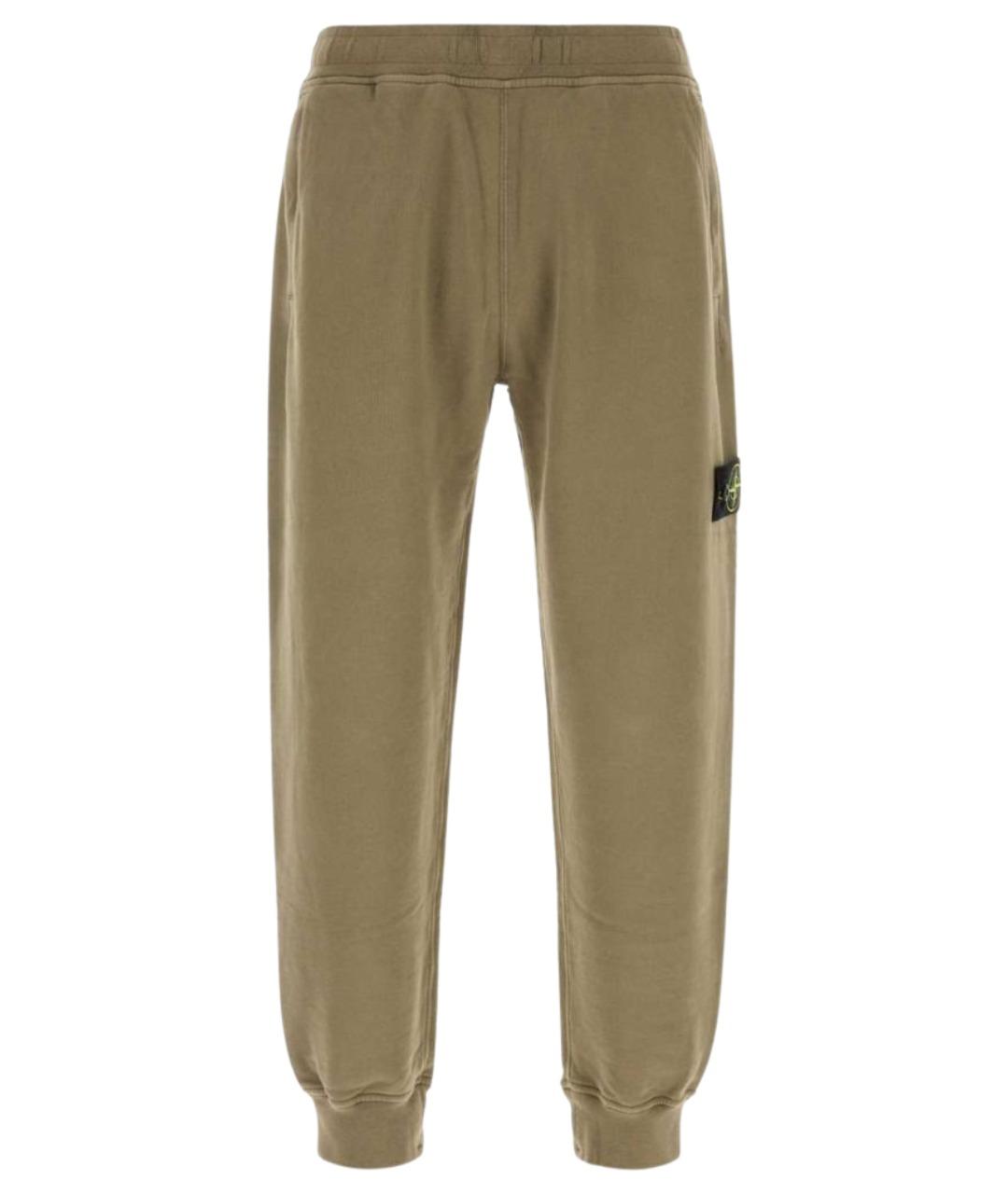 STONE ISLAND Зеленые хлопковые повседневные брюки, фото 1