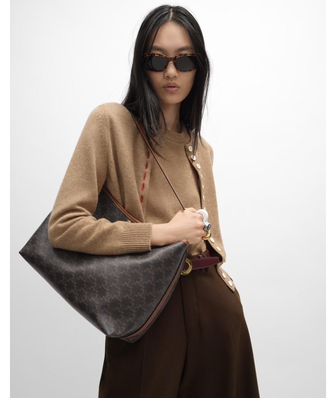 CELINE Коричневая сумка тоут из канвы, фото 2
