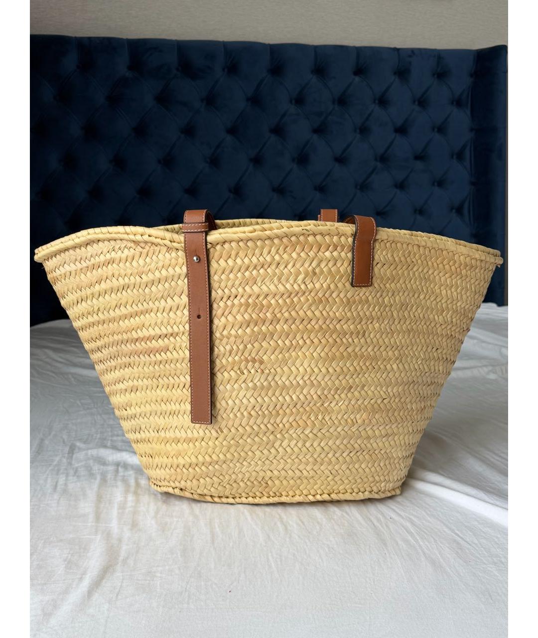 LOEWE Бежевая плетеная пляжная сумка, фото 2