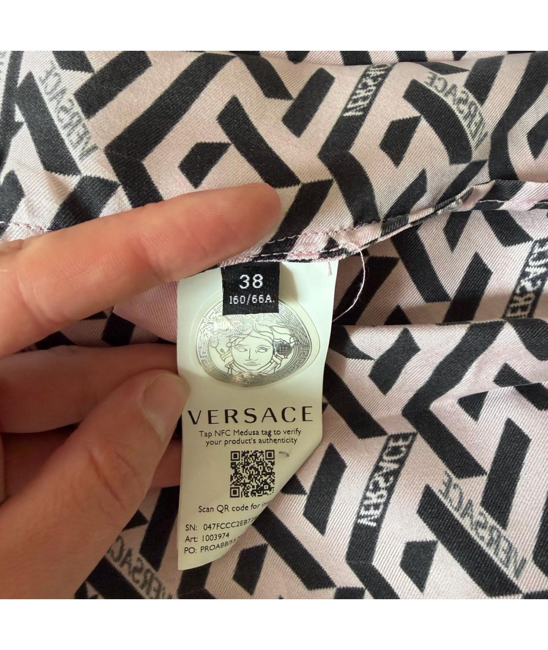 VERSACE Розовая шелковая юбка мини, фото 2