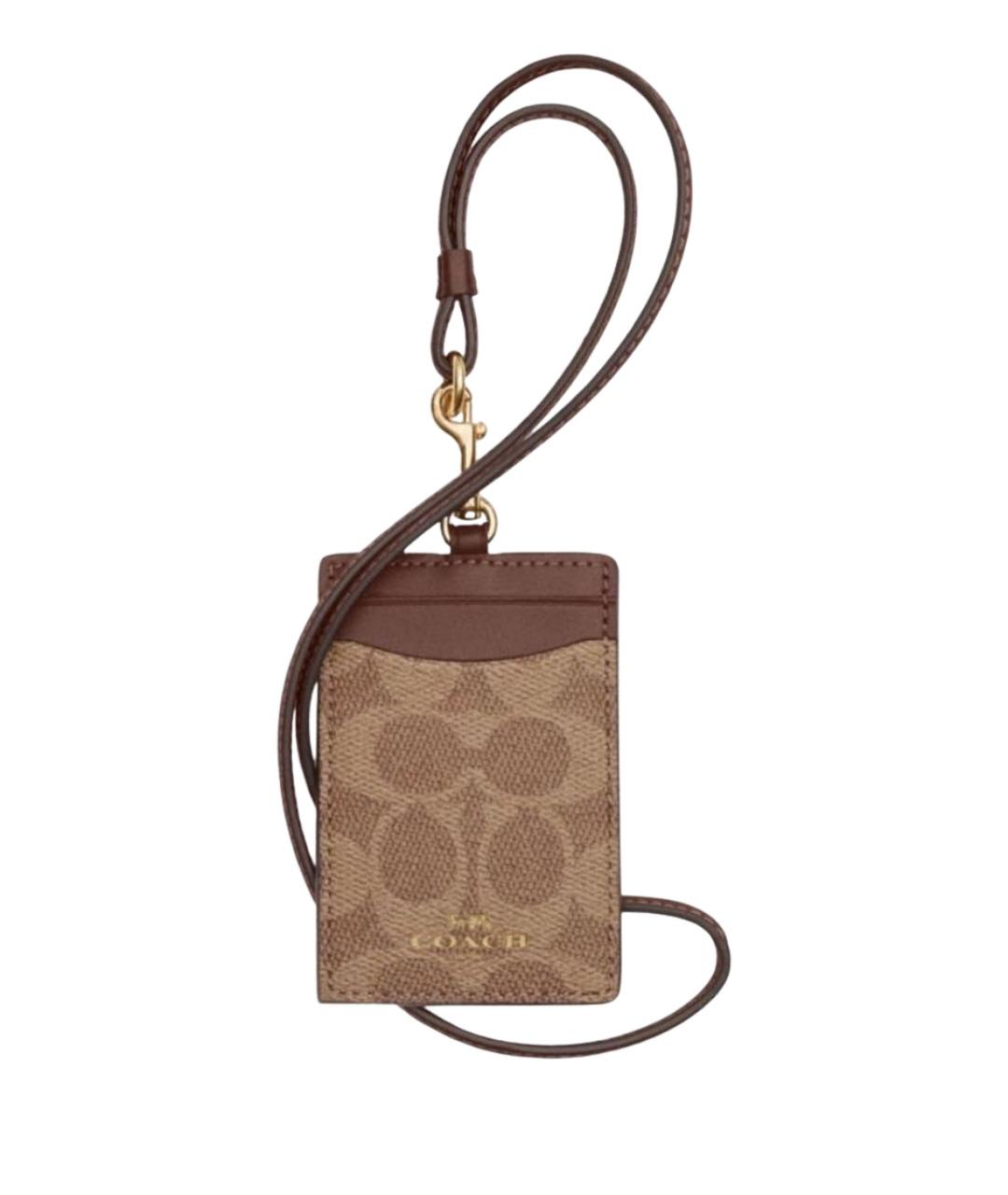 COACH Коричневый кардхолдер из искусственной кожи, фото 1