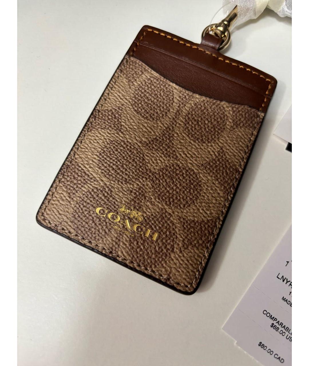 COACH Коричневый кардхолдер из искусственной кожи, фото 4