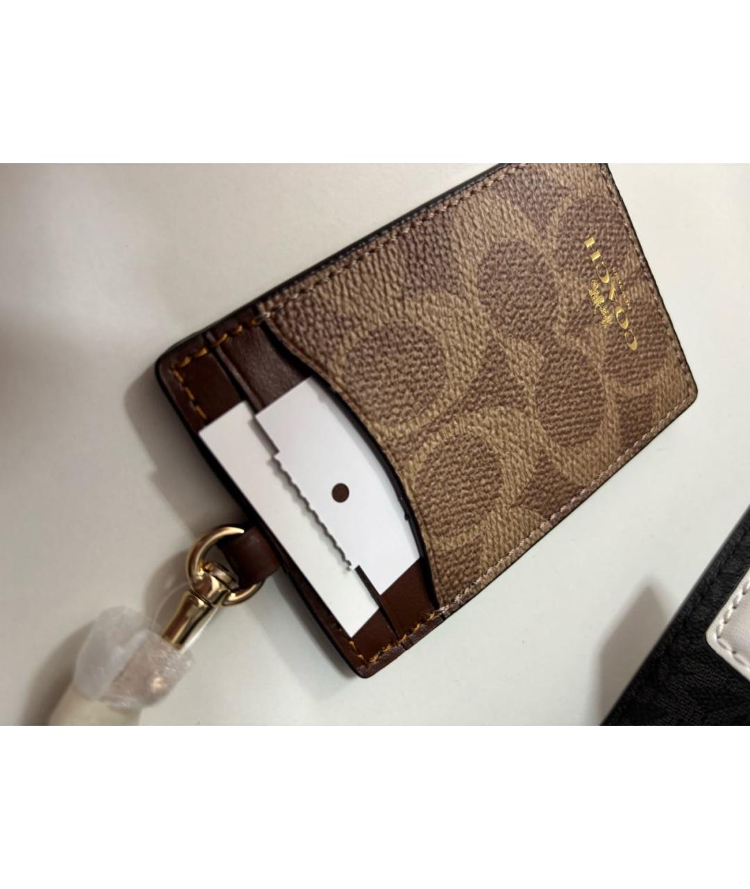 COACH Коричневый кардхолдер из искусственной кожи, фото 6