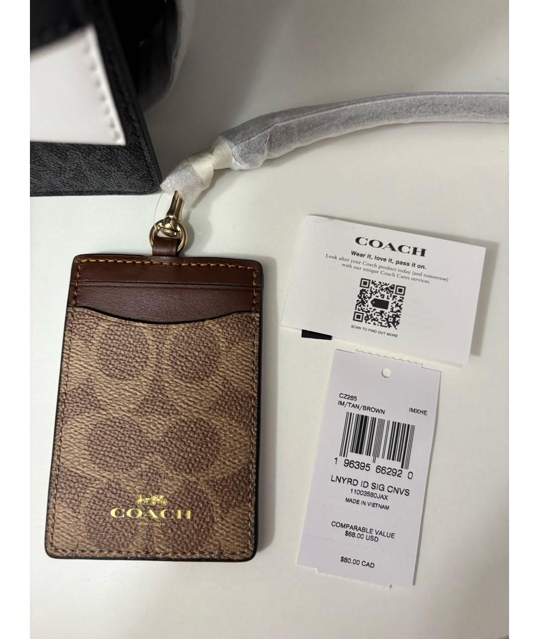 COACH Коричневый кардхолдер из искусственной кожи, фото 2
