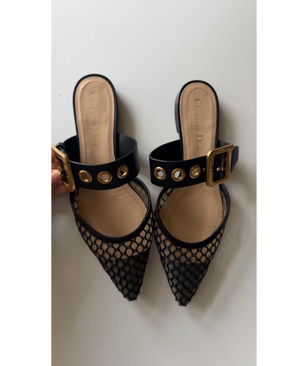 CHRISTIAN DIOR Черные текстильные мюли, фото 6