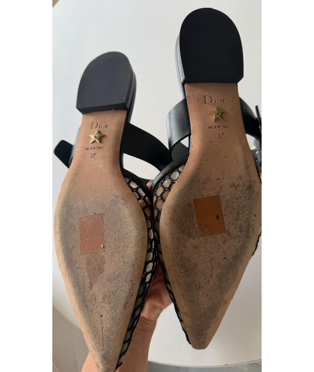 CHRISTIAN DIOR Черные текстильные мюли, фото 4