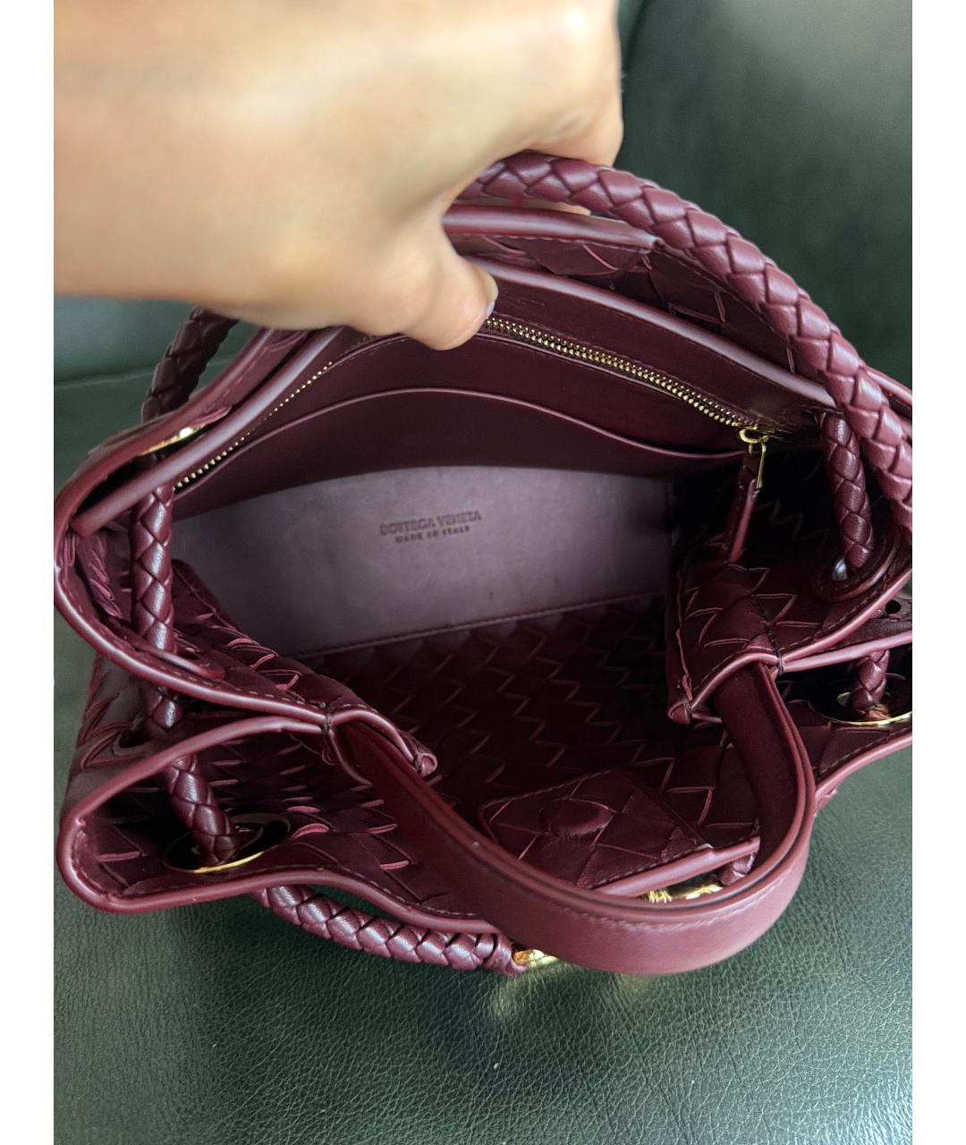 BOTTEGA VENETA Бордовая кожаная сумка тоут, фото 5