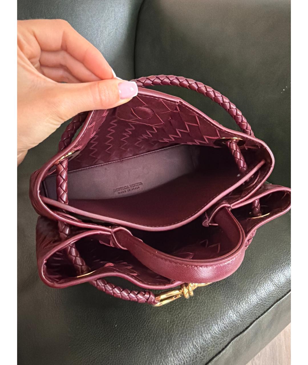 BOTTEGA VENETA Бордовая кожаная сумка тоут, фото 4