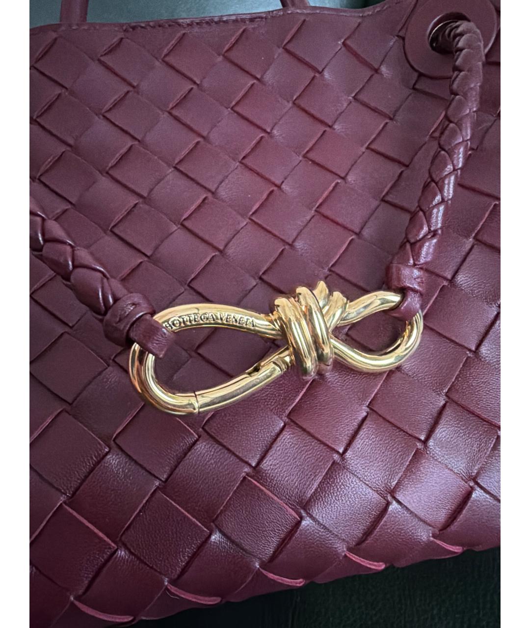 BOTTEGA VENETA Бордовая кожаная сумка тоут, фото 6