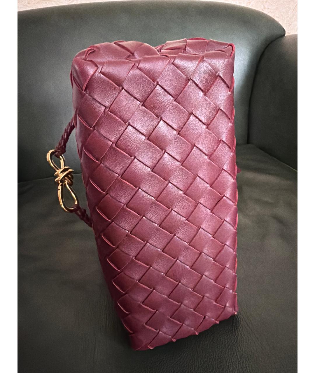 BOTTEGA VENETA Бордовая кожаная сумка тоут, фото 3